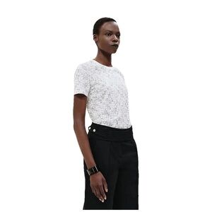 Authentic HERMES Bolduc au Carre T-shirt crew neck cotton white